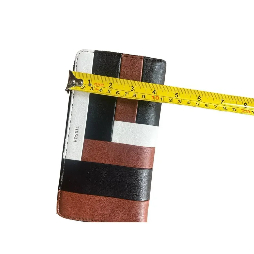 Fossil Multi-Color Patch Work Multi Zip Leather Wallet Clutch Wallet Vintage - Picture 7 of 8
